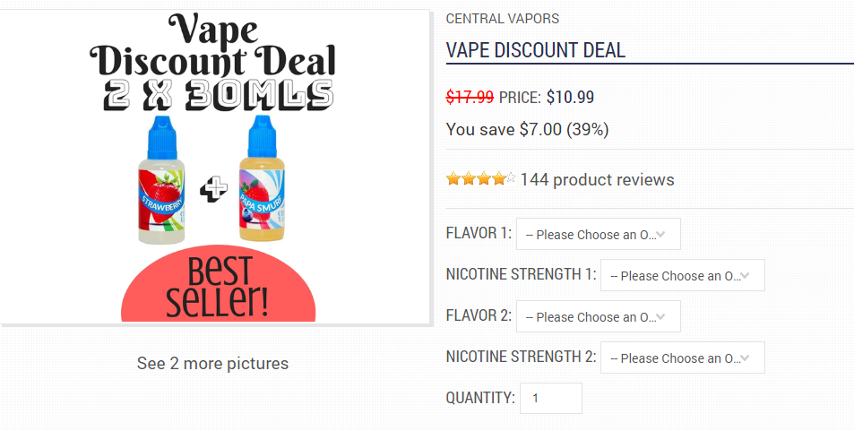 Central Vapors Sale Buy 2 30ml eJuice flavors Get 1 low price
