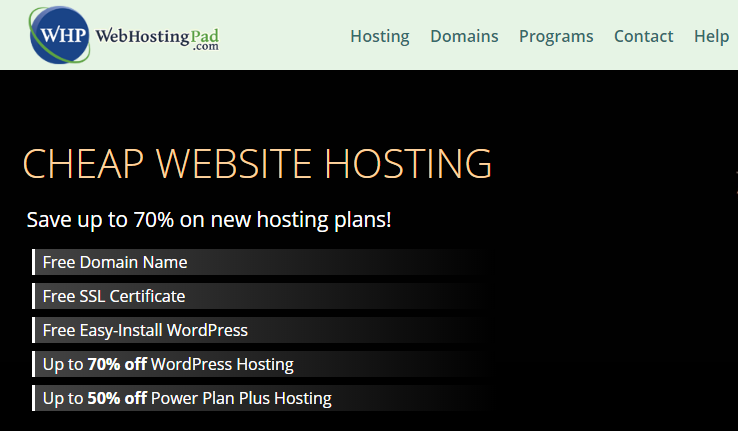 WebHostingPad Coupons Free Domain with Hosting