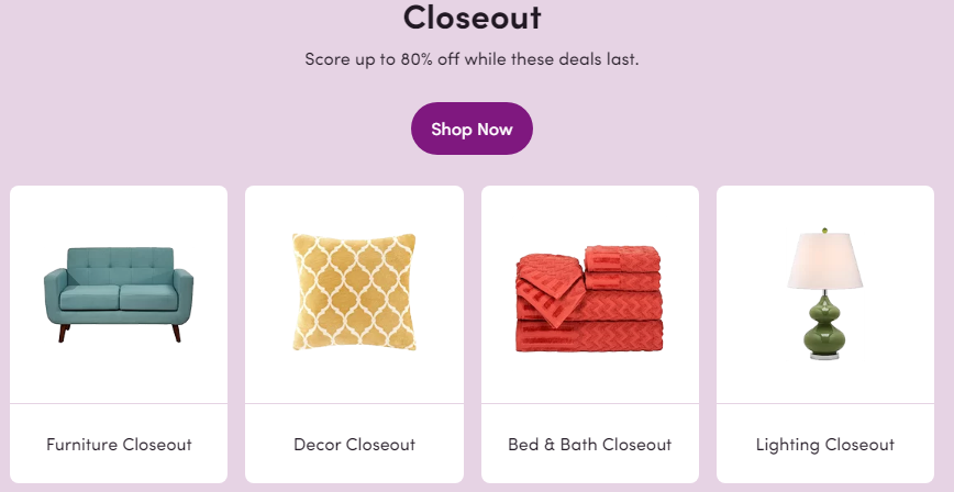 wayfair closeout sale