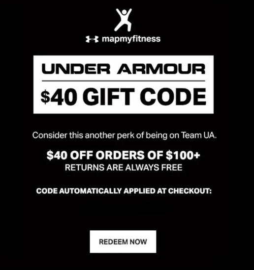 under armour 40% off $100 code