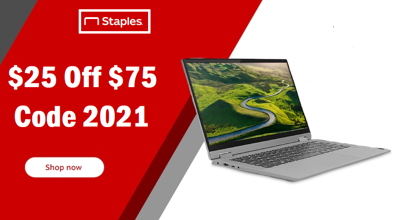 staples coupon code $25 off $75