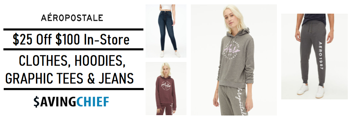 Aeropostale coupons $25 off $100 in-store